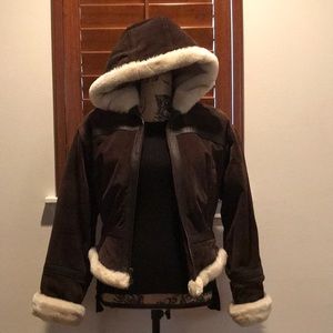 Leather suede bomber jacket